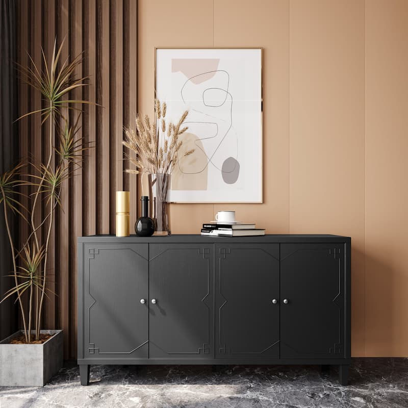 Accent Cabinet 4 Door Wooden Cabinet Sideboard Buffet Server Cabinet - N/A