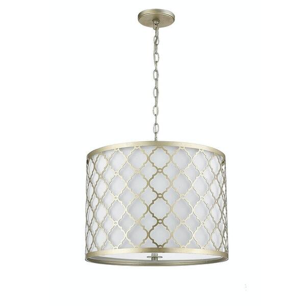 Champagne Gold Drum Pendant With 3 Lights On Sale Overstock 31320719