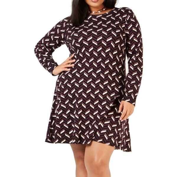 Michael Kors Womens Sweater Dress Purple Size 2X Plus Chevron Print. Opens flyout.