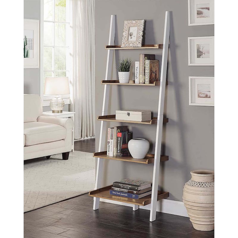 Convenience Concepts American Heritage Bookshelf Ladder - Driftwood/White