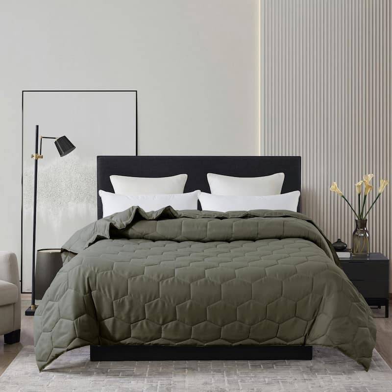 Honeycomb Stitch Down Alternative Blanket - Twin - Olive
