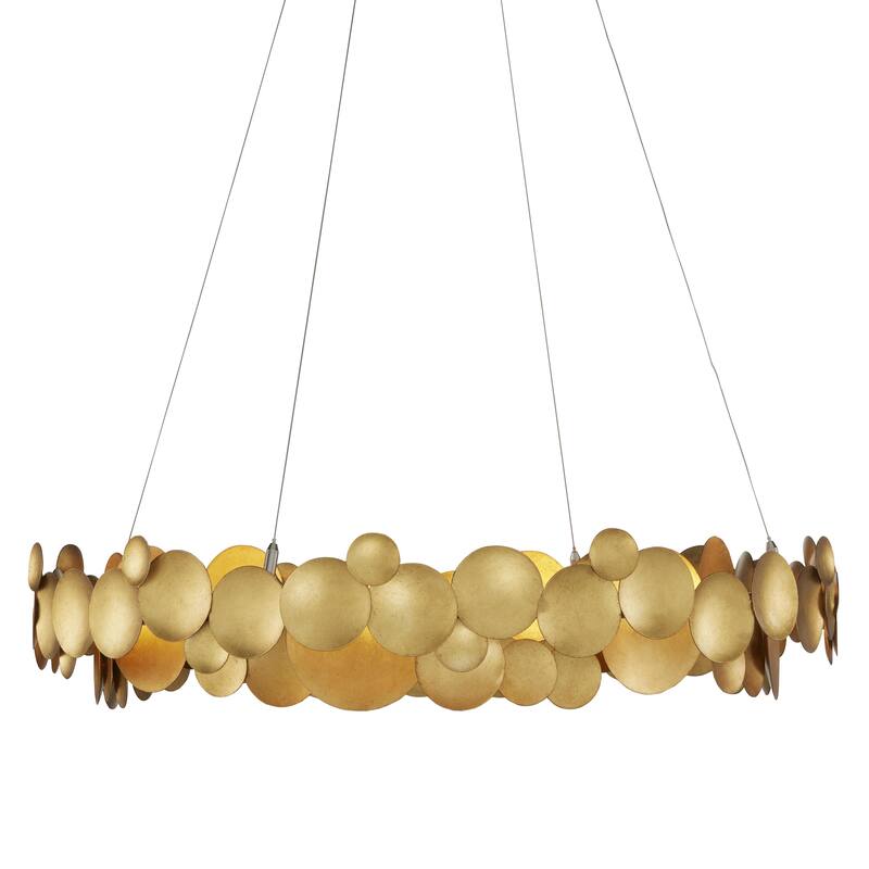 Currey & Company Lavengro Gold Chandelier - 6.5"h x 32"dia - 6.5"h x 32"dia - Contemporary Gold Leaf
