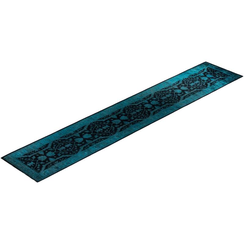 Vibrance, One-of-a-Kind Handmade Runner Rug - Black, 3' 1" x 17' 9" - 3' 1" x 17' 9"