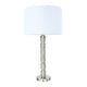 preview thumbnail 13 of 27, Faceted Stacked Metal Table Lamp with Linen Shade