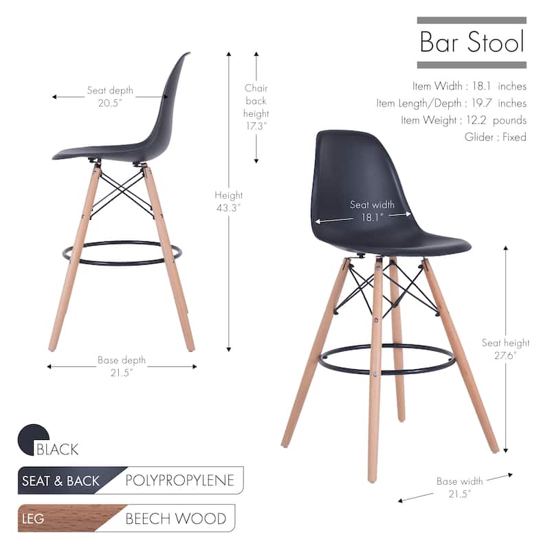 Porthos Home Alonso Indoor/Ourdoor Bar Stools (Set of 2)