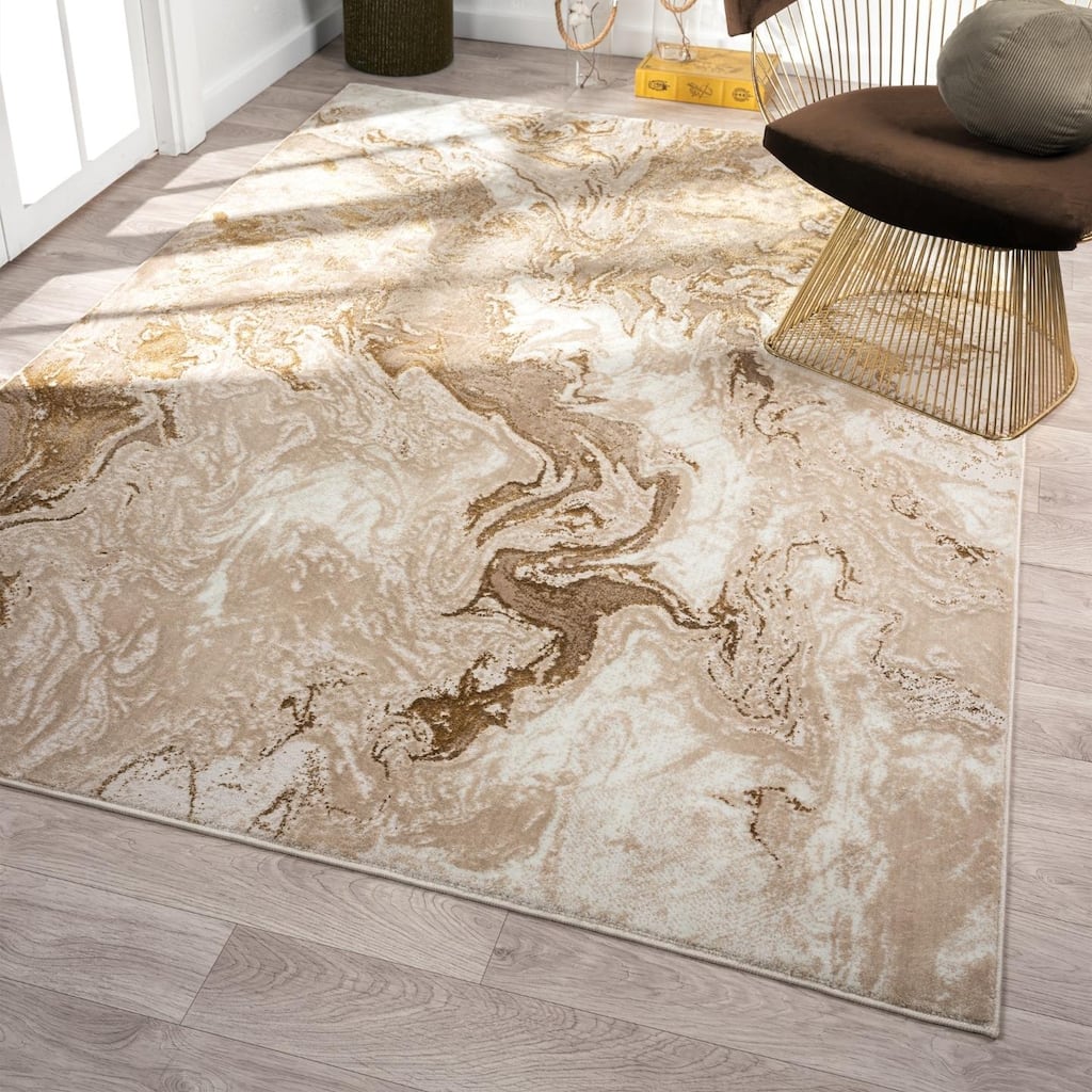 Luxe Weavers Marble Abstract Area Rug, Non-Shedding Carpet