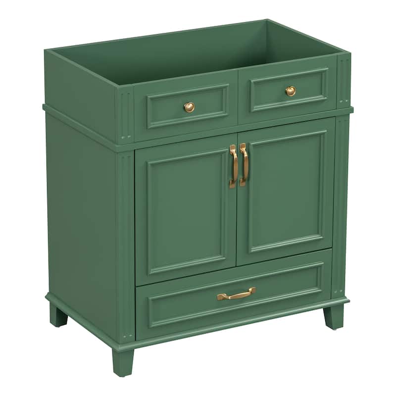 30'' Bathroom Vanity without Top,Solid Wood Frame Bathroom Storage Cabinet with Soft Closing Doors