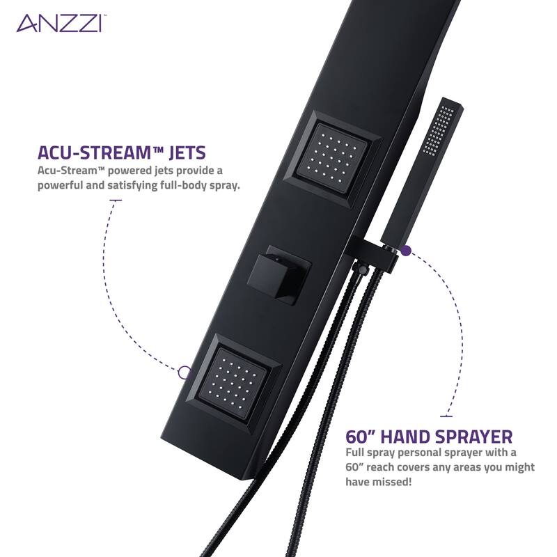 Aura 2-Jetted Shower Panel with Heavy Rain Shower & Spray Wand