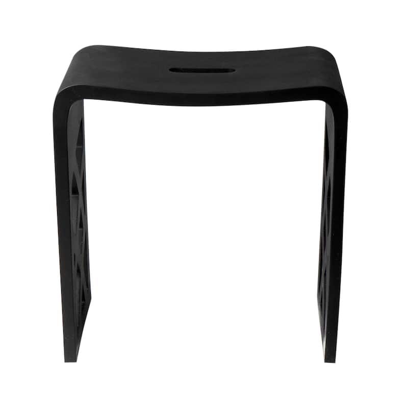 ALFI brand ABST88BM Black Matte Solid Surface Resin Bathroom / Shower Stool