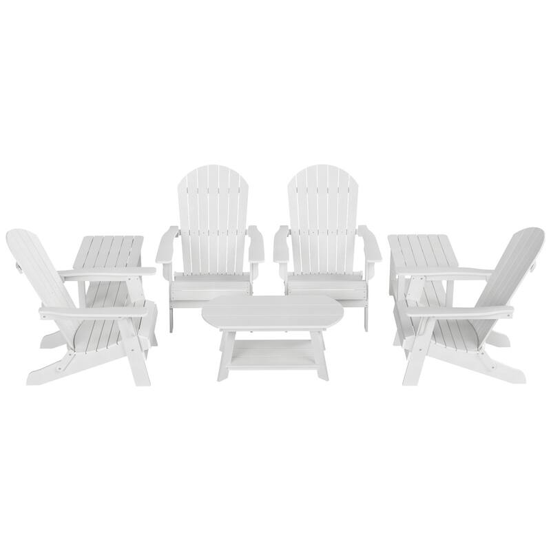 Vineyard HIPS Outdoor Folding Eco-Friendly All Weather Seashell Adirondack Chairs (7-Piece Conversation Set)
