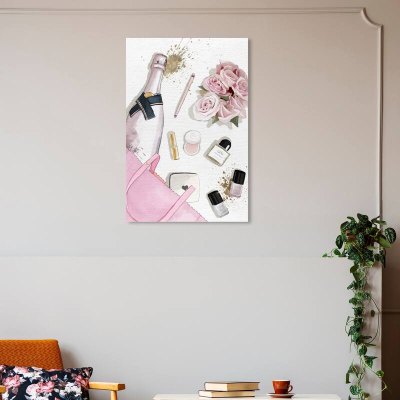 Wynwood Studio Canvas Fashion and Glam Oh, My Bag Pink and Pastel Pink Glam Wall Art Canvas Print - 30 x 20