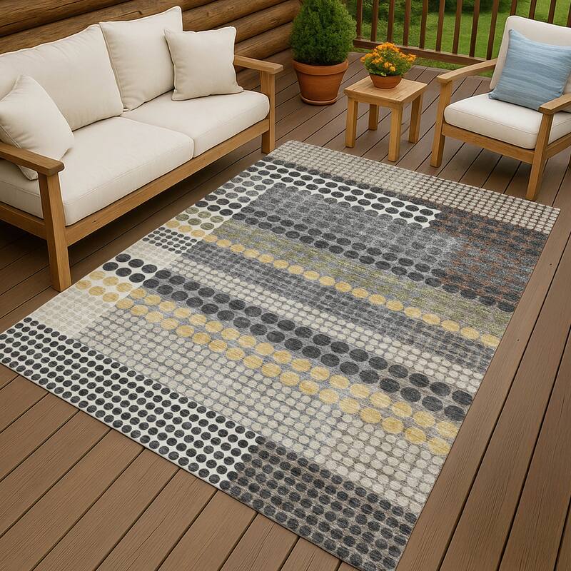 Machine Washable Indoor/ Outdoor Casual Dotty Chantille Rug - Black - 10' x 14'