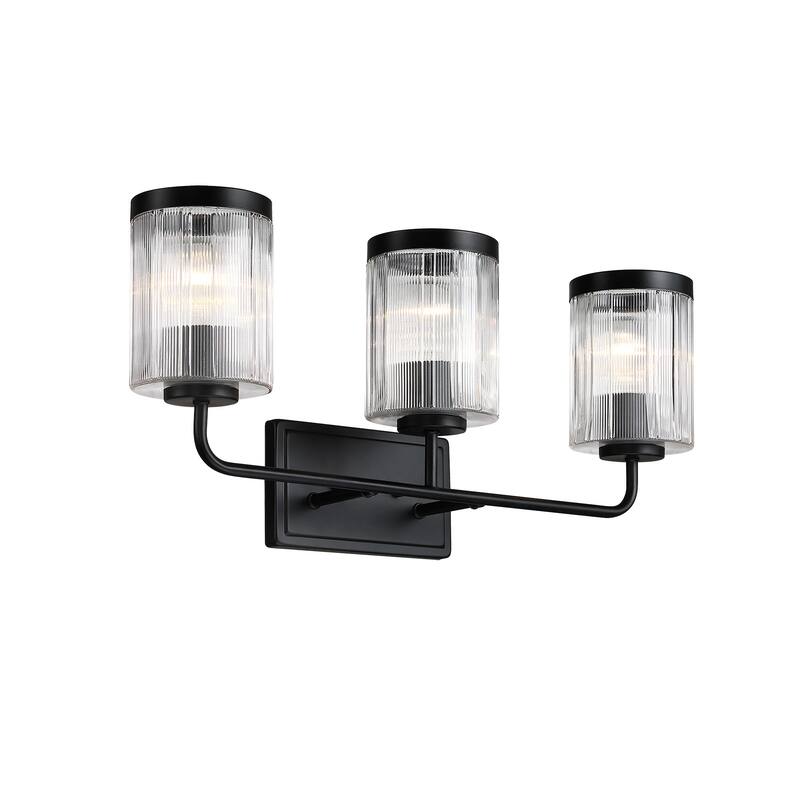 Aspen 24 in. 3-Light Matte Black Vanity Wall Light for Bathrooms - 4.75