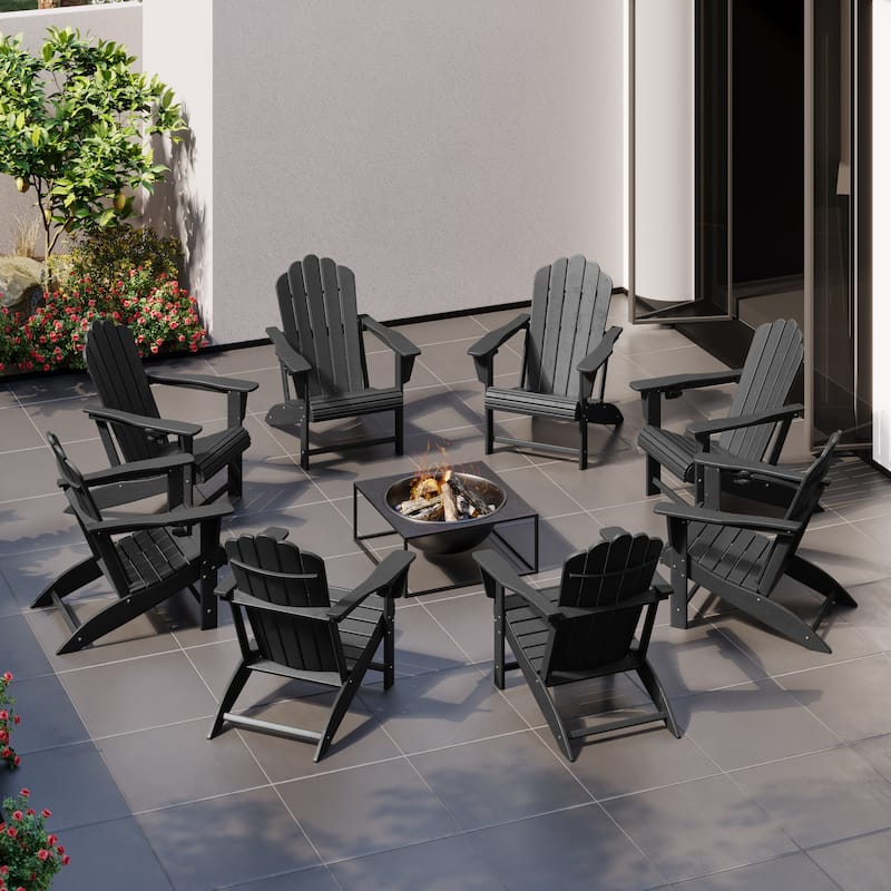 Aderson Outdoor Poly Adirondack Chairs with Cupholders (Set of 8)
