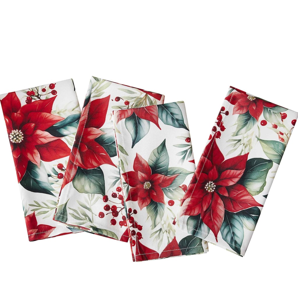 Avanti Poinsettia Set of 4 Napkins