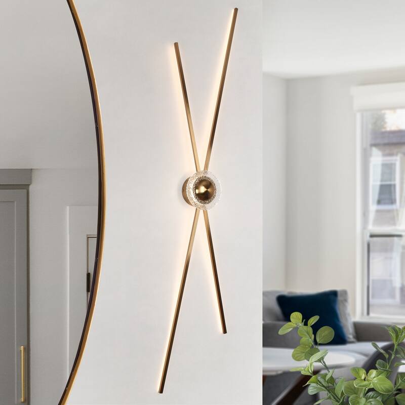 Modern LED Gold 4-Light X-shaped Design Wall Sconce Vanity Light