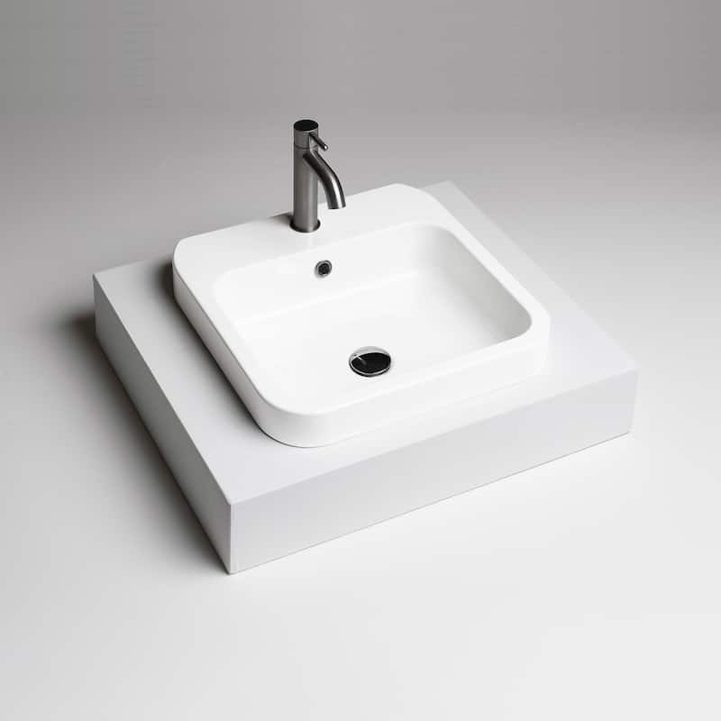 WS Bath Collections Cosa 18-7/8" Square Ceramic Vessel Bathroom Sink