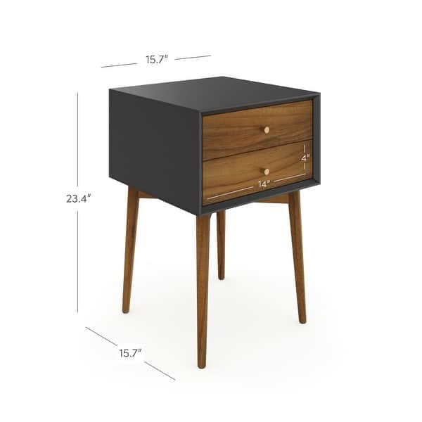 dimension image slide 13 of 14, Nathan James Harper 2-Drawer Mid-Century Side Table