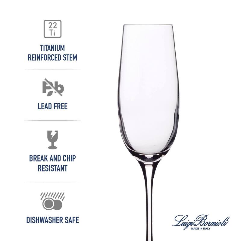 Luigi Bormioli Set of 4 Crescendo Champagne Flute Glasses - 8 oz.