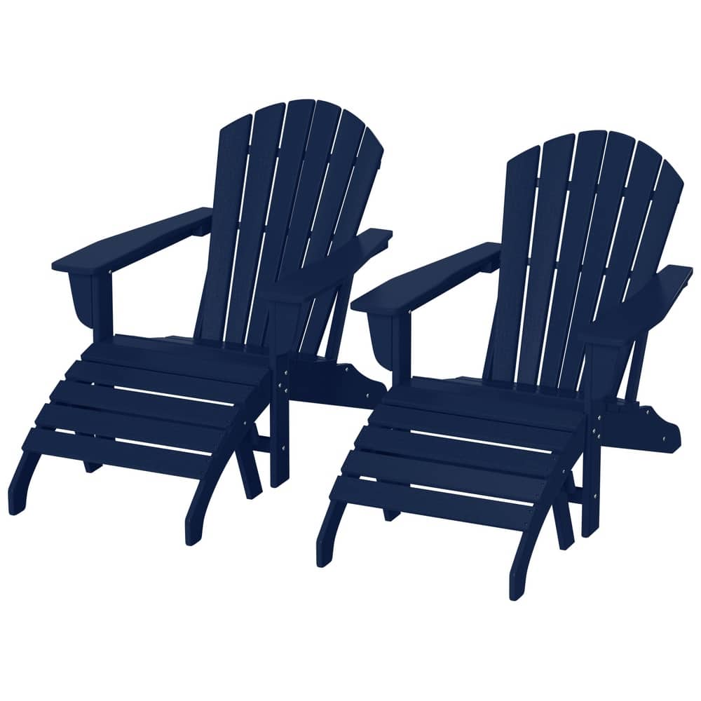 Altura Outdoor Eco-Friendly All Weather Adirondack Chairs with Ottomans (4-Piece Conversation Set)
