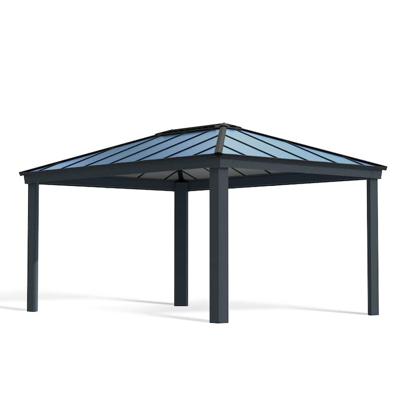 Dallas Gray/Gray Opaque Outdoor Gazebo with Insulating and Sleek Roof Design