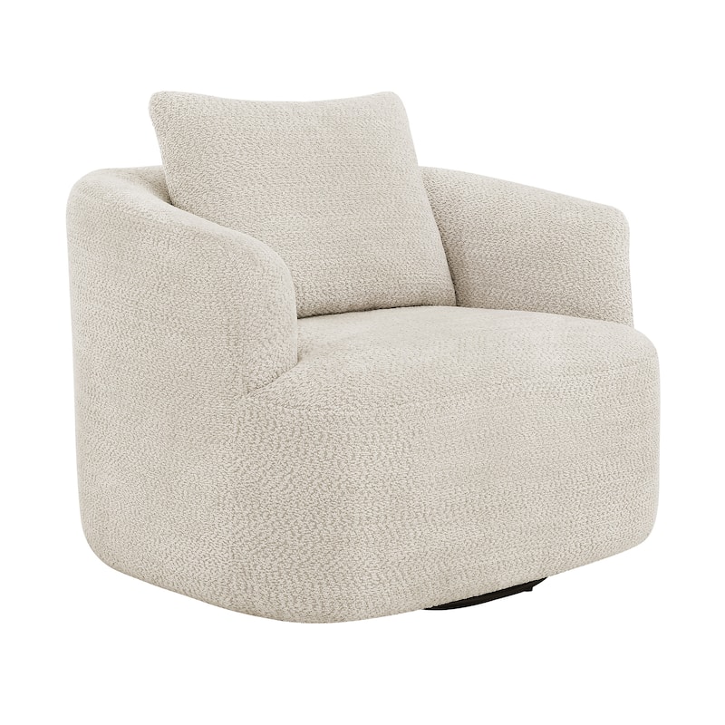 Chenille Swivel Accent Chair with Pillow