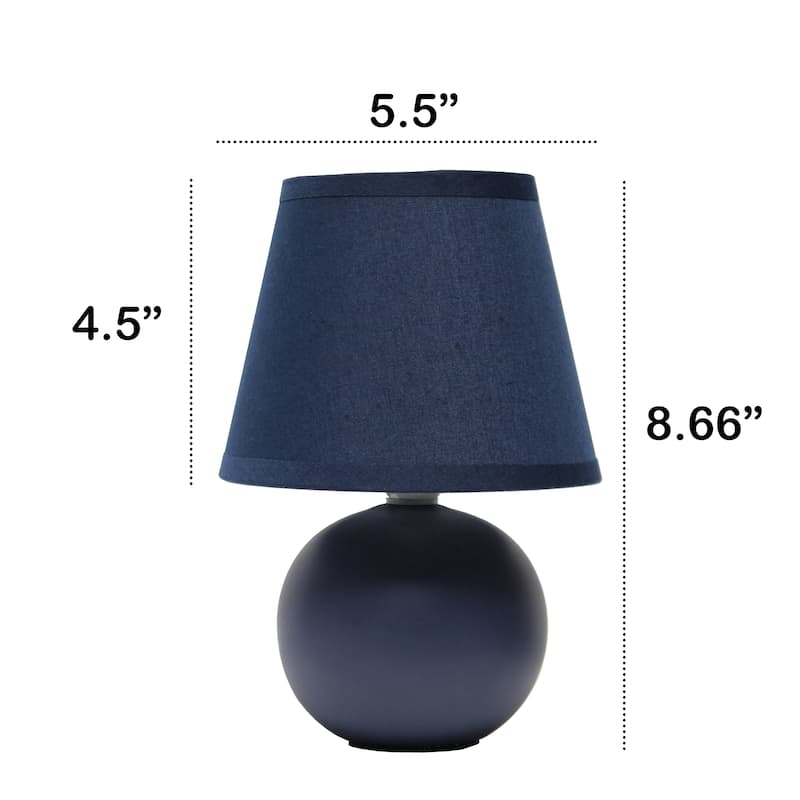 8.66" Petite Orb Lamp Two Pack Set w Matching Fabric Shade