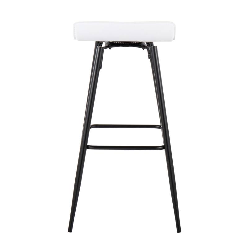 Ale 30" Contemporary Fixed-Height Bar Stool In Black Steel And Grey Faux Leather By Lumisource - Set Of 2
