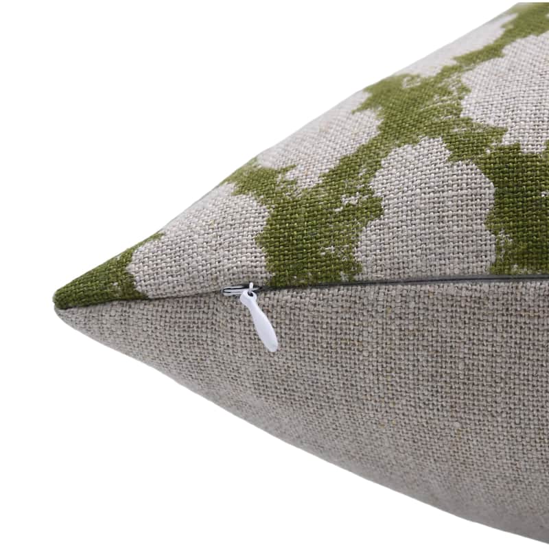Fabdivine Linen White Farmhouse Block print pillow Cover - Badal