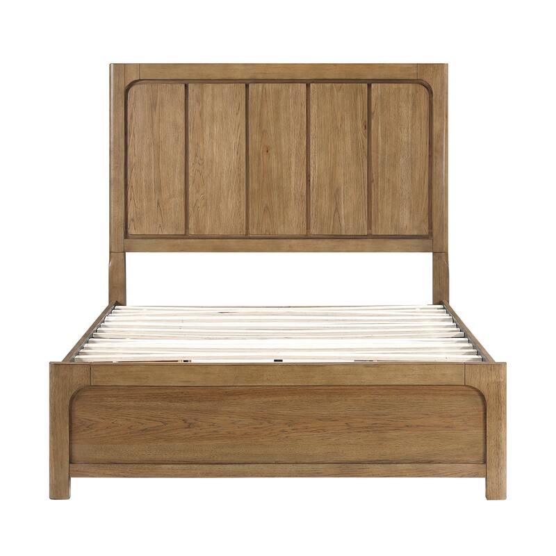 4pcs Bedroom Furniture Storage Bed Dresser Mirror Chest Set Brown Finish