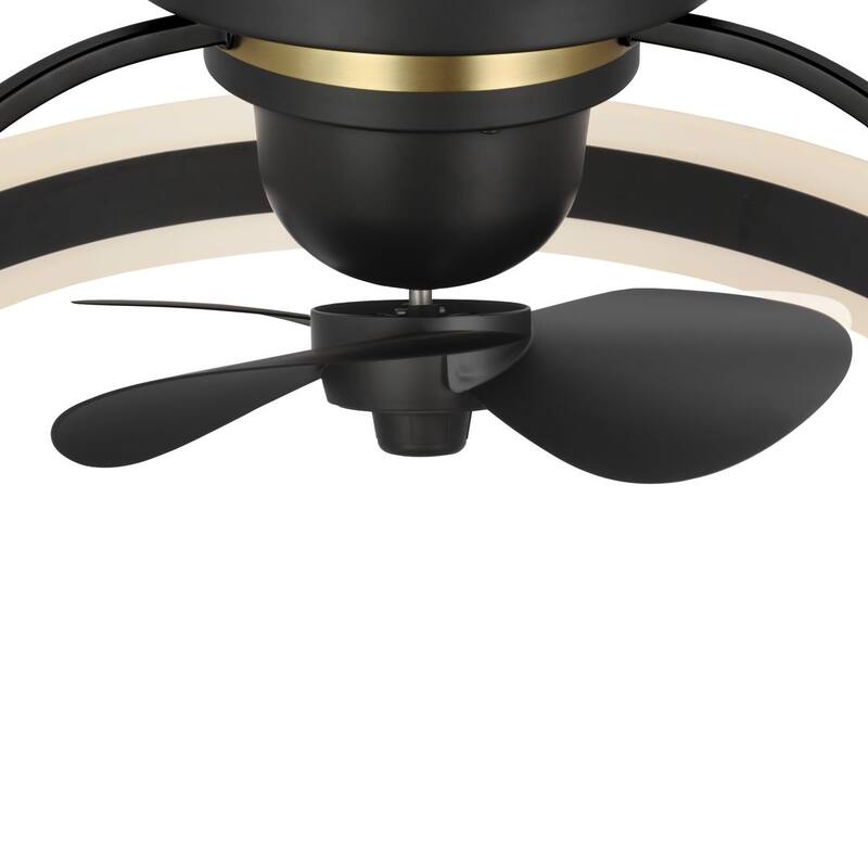 Burnett Collection Oscillating Three-Blade Matte Black Modern Traditional Ceiling Fan with Brushed Bronze Accent