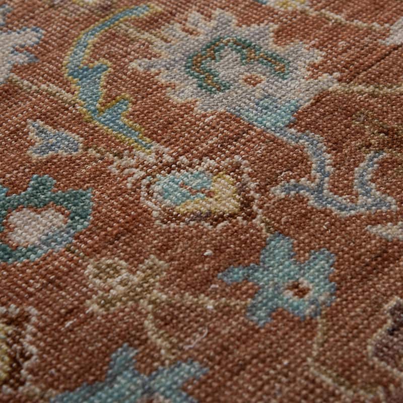 Alora Decor Traditional Hand-knotted Bordered Orange Rug