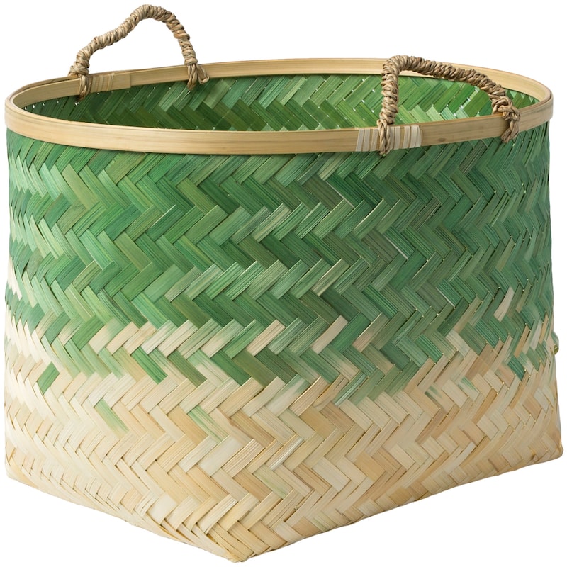 Ovidio Grass Green Natural Fiber Modern Decorative Basket (Set of 3)