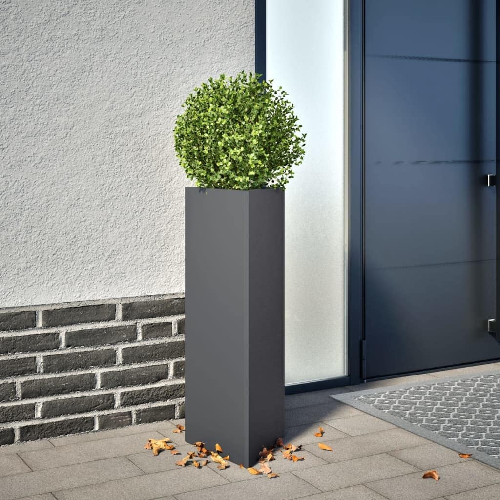 vidaXL Garden Planter Set of 2 Anthracite Steel Garden Planter - 10.2 x 11.8 x 29.5 in