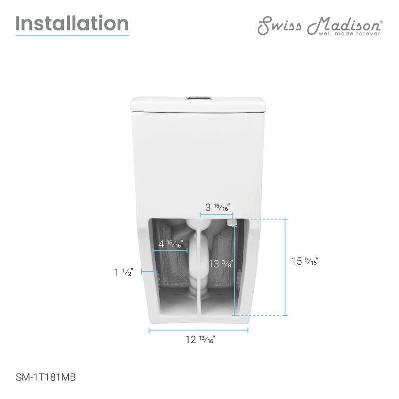 Dreux One Piece Elongated Dual Flush Toilet with 0.95/1.26 GPF