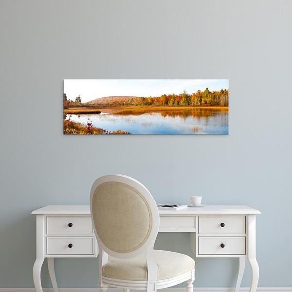 Easy Art Prints Panoramic Image 'Trees with pond in autumn, Alger County, Upper Peninsula, Michigan, USA' Canvas Art