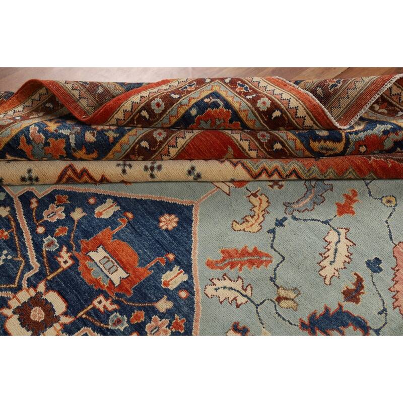 Blue & Orange Sultanabad Vegetable Dye Rug Hand-Knotted Wool Carpet - 8'11" x 12'2"