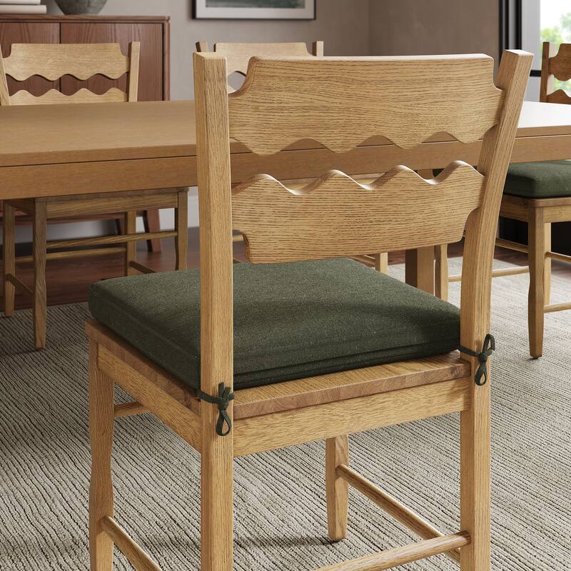 Jax Oak Wood Dining Chair With Wavy Razor Back and Cushion