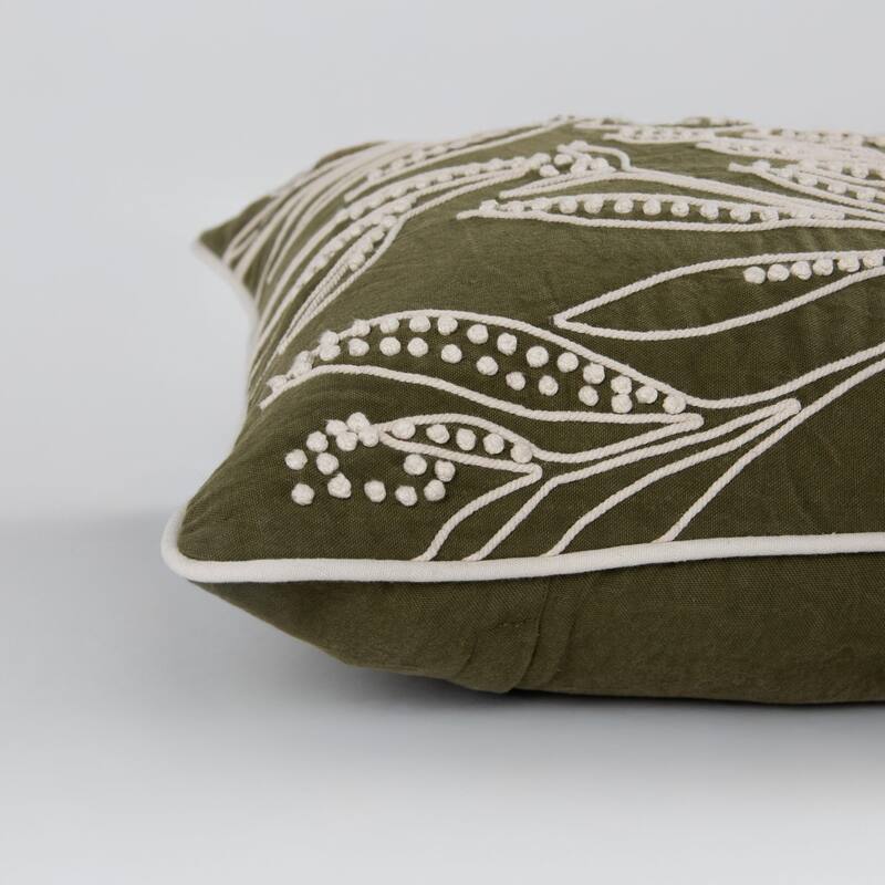 Rizzy Home Botanical Embroidered Throw Pillow