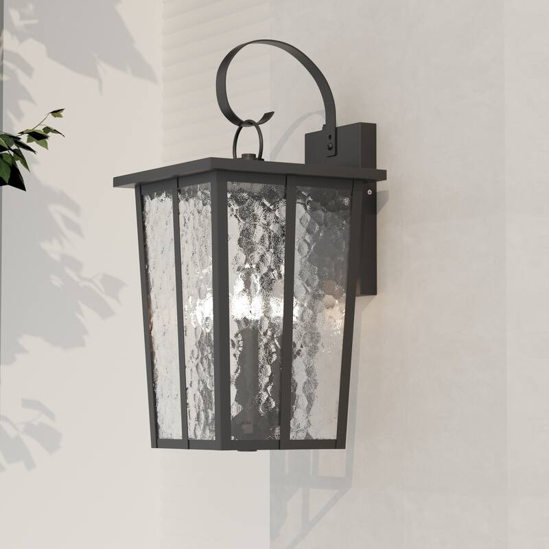Maxax 3 - Light 18.58'' H Outdoor Wall Lantern Empire with Dusk to Dawn - Black
