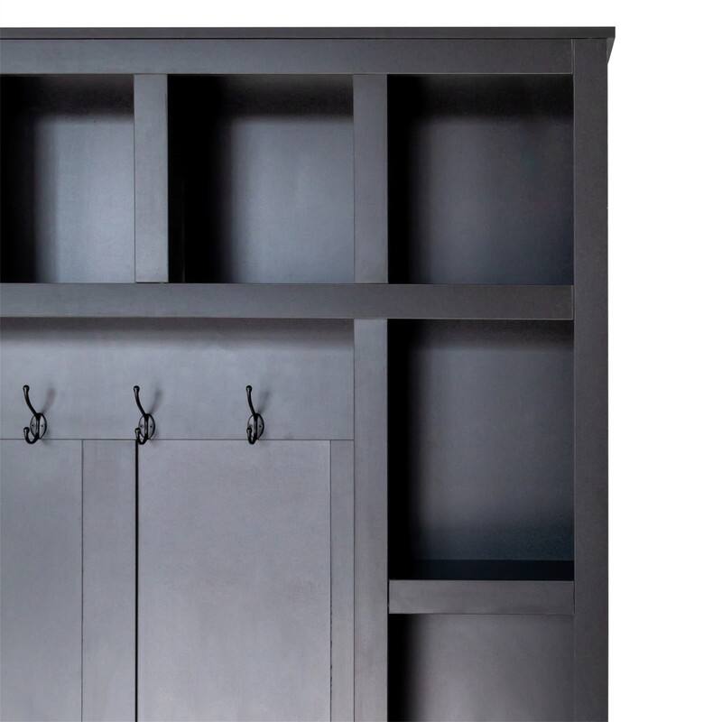 Farmhouse 4-in-1 Hall Tree with Shoe Cabinet, Entryway Storage Bench with 13 Cubbies, Coat Rack w/ Adjustable Shelves & 6 Hooks