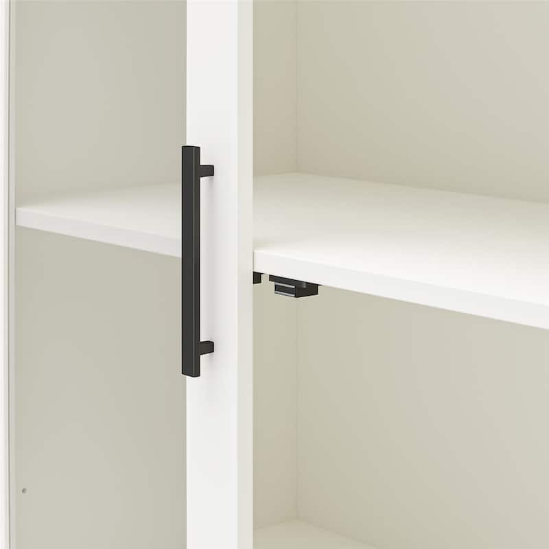 Roomfitters Lulu Modern Curio Cabinet with Glass Pane Doors and Adjustable Shelves, White Oak