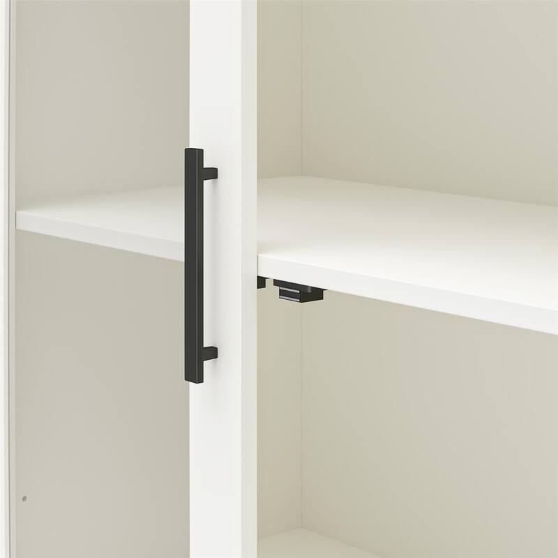 Rossetta Modern Sleek White Curio Cabinet with Glass Doors and Ajustable Shelves