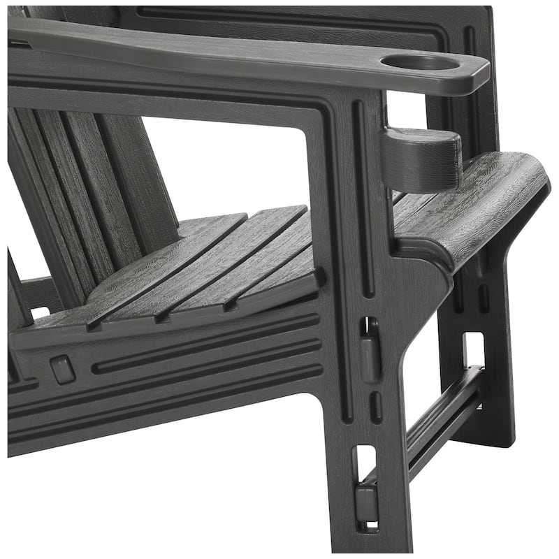 Polytrends Coastline Outdoor Poly Adirondack Chair Set with Connecting Tray & Cup Holder