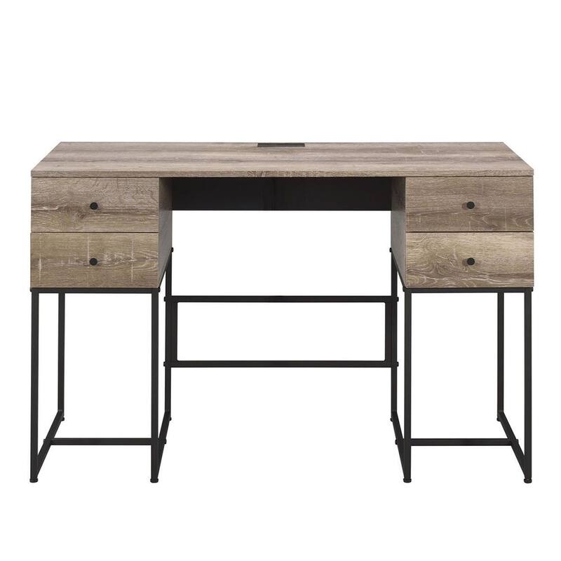 Home Office Computer Desk Rustic Oak & Black