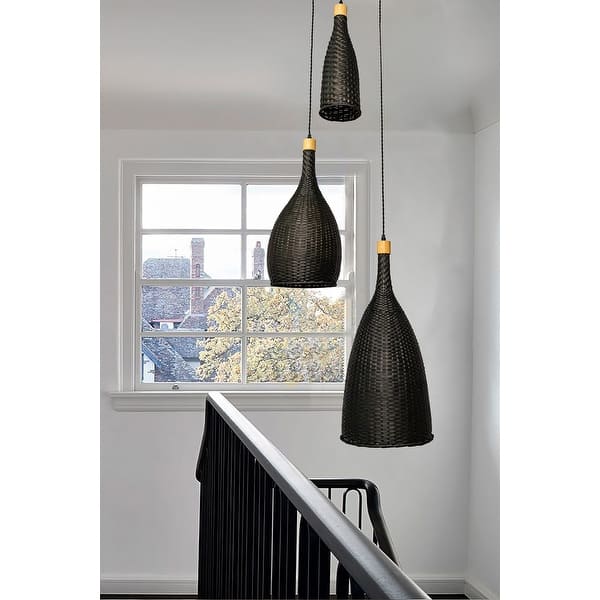 slide 2 of 10, Ele Three Lights Rattan Pendant Brown