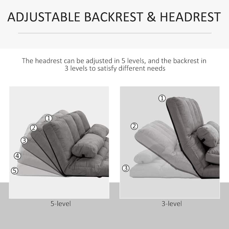 40.25" Folding Loveseat Chaise Lounge Chair