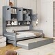 preview thumbnail 3 of 11, Twin Wooden Daybed With Size Trundle and All-in-One Cabinet, Grey