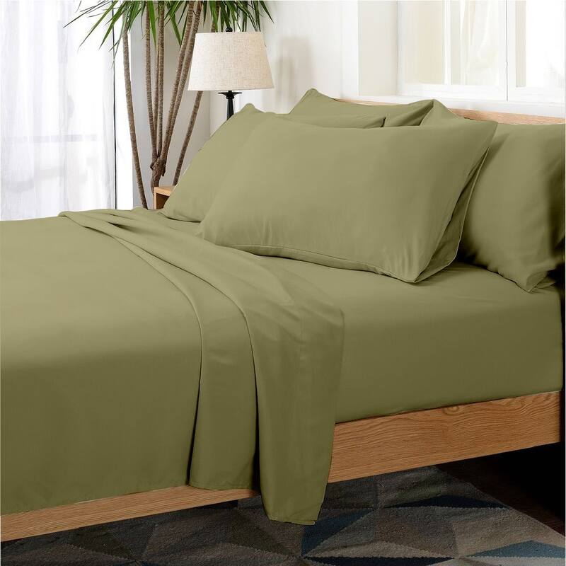 Hotel Collection Rayon derived from Bamboo Bed Sheet Set - 6 Piece - King - Sage