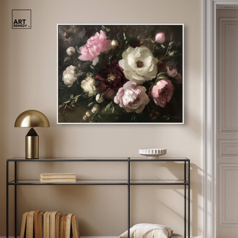 Peony Palette Nocturne Canvas by Art Remedy